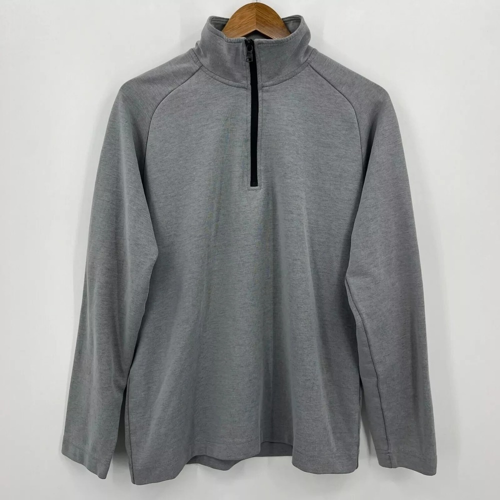 Banana Republic Mens Grey Moisture Wicking Quarter Zip Pullover Sweater Size L